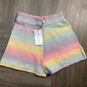 NWT Something Navy Poppy Ombre Sweater Shorts Womens XS Pink Multi Boho Coquette
